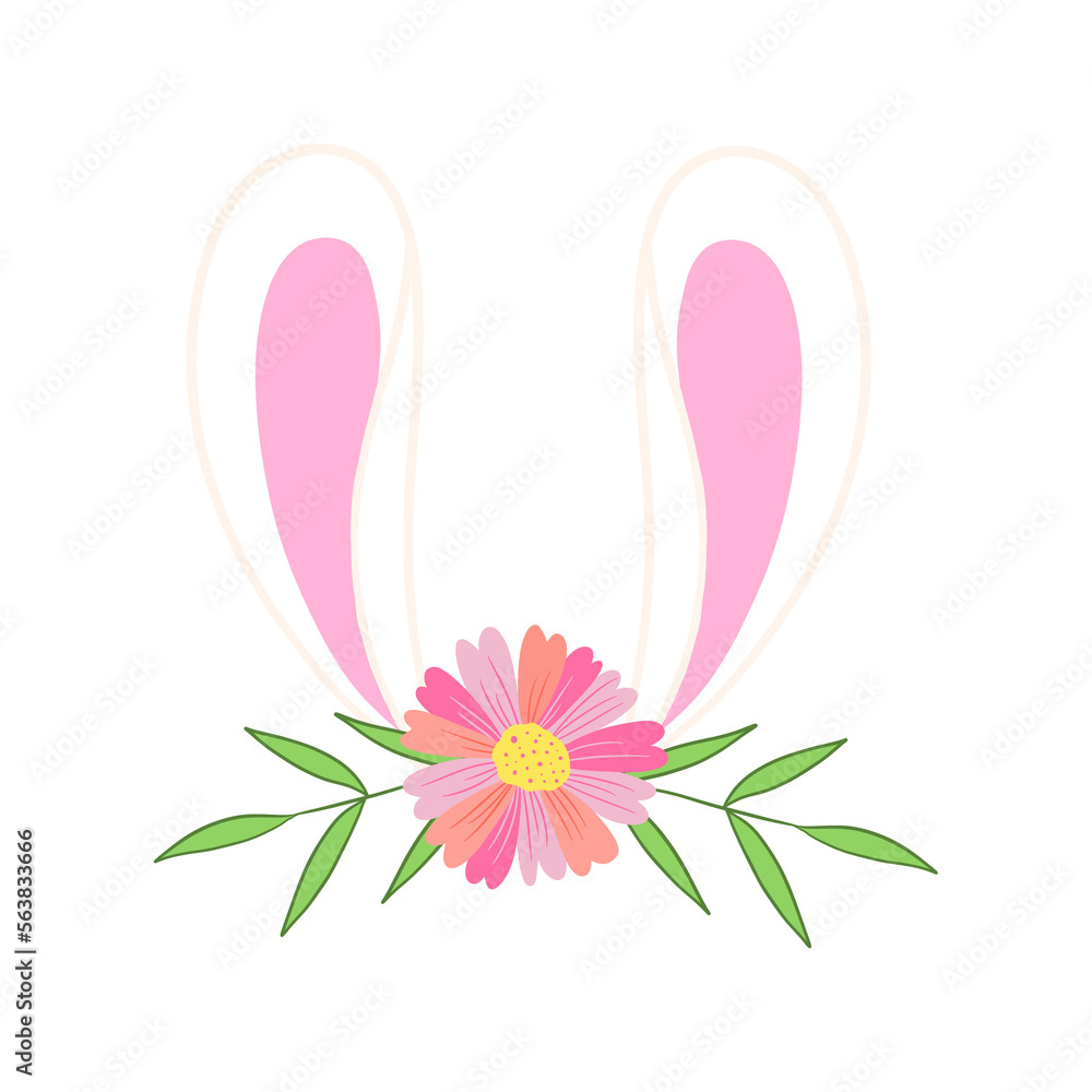 Rabbit Ears With Colorful Flower