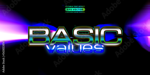 Basic values editable text style effect in retro look design with experimental background ideal for poster, flyer, logo, social media post and banner template promotion