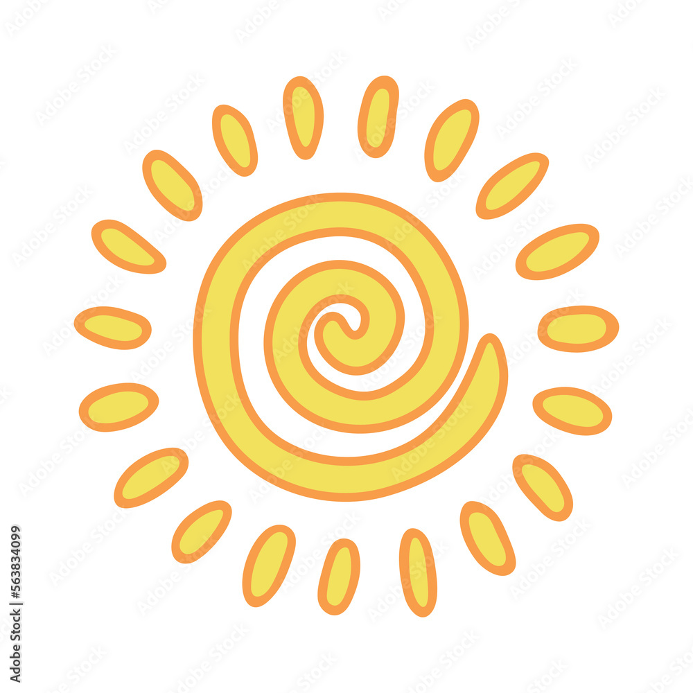 Hand drawn abstract sun symbol. Summer doodle. Single vector element for design Hand drawn abstract sun symbol. Summer doodle. Single vector element for design