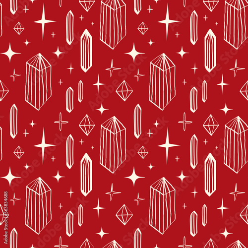 magical crystals and mystical gems seamless pattern