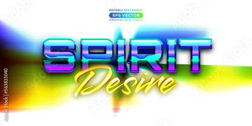 Spirit desire editable text style effect in retro look design with experimental background ideal for poster, flyer, logo, social media post and banner template promotion