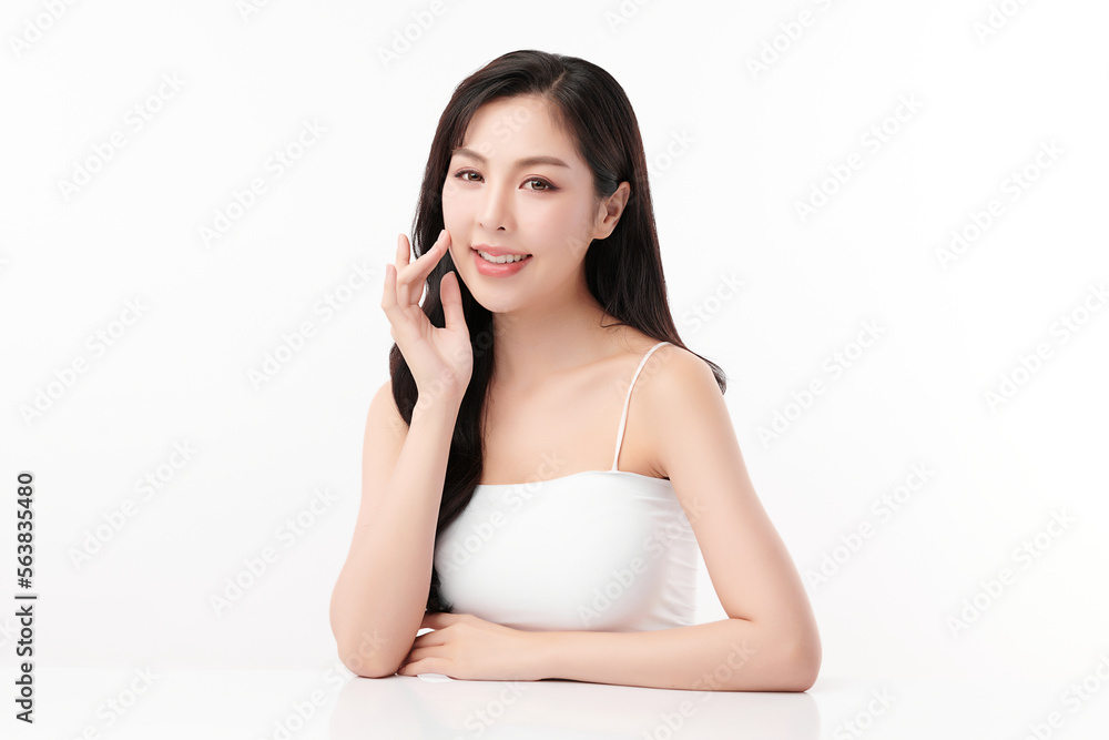 Beautiful young asian woman with clean fresh skin on white background, Face care, Facial treatment, Cosmetology, beauty and spa, Asian women portrait. Beautiful young asian woman with clean fresh skin on white background, Face care, Facial treatment, Cosmetology, beauty and spa, Asian women portrait.