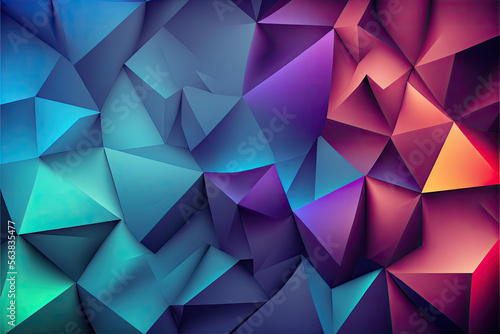 Geometric purple teal red triangle background tech wallpaper Generative AI