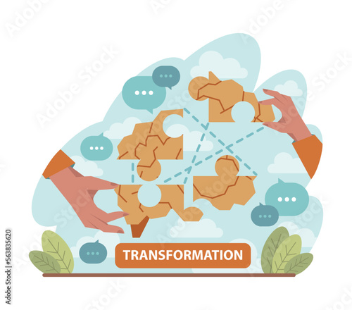 Transformation concept. Development, changing and evolution towards