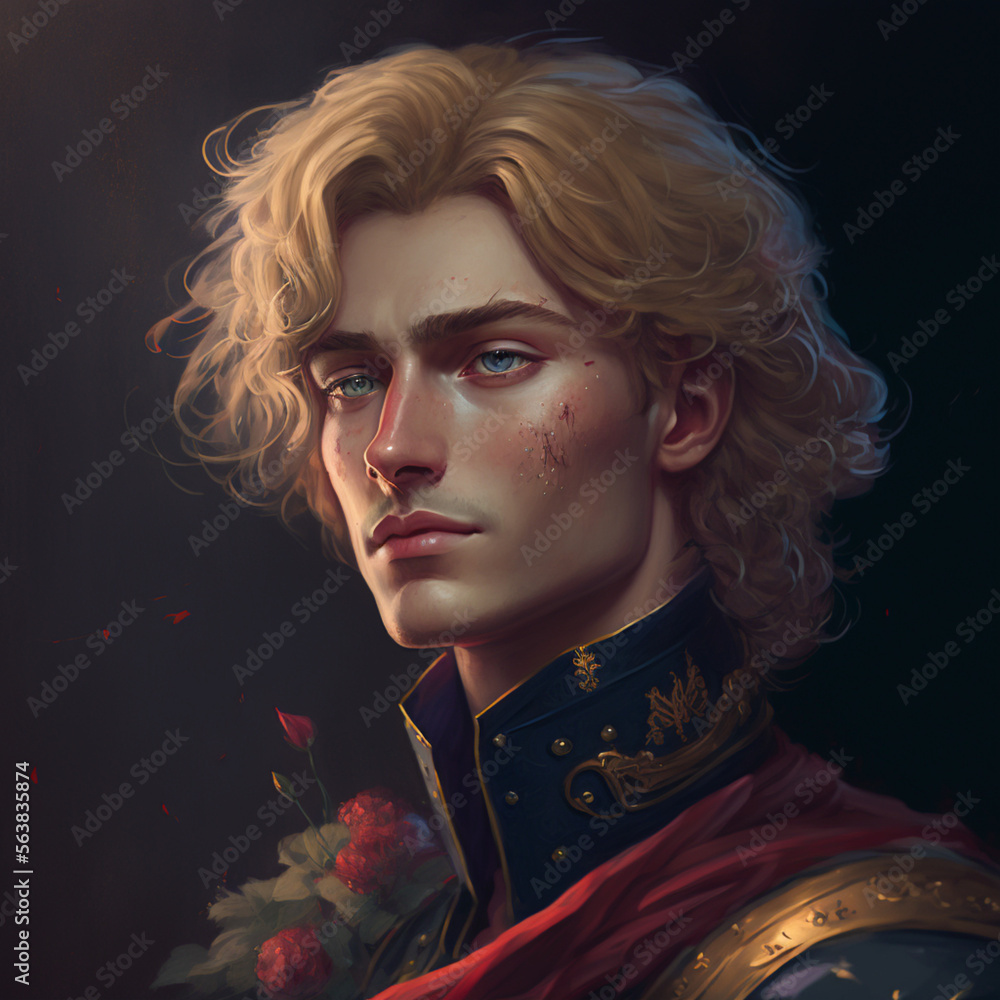Prince Rodrick the Great: A Handsome Young Blonde-Haired Prince in the  Style of Rembrandt - Explore the Character Design of this Elderly Medieval  Prince - Available on Adobe Stock AI Generative Stock