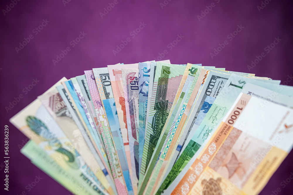 different South central and north American money background different South central and north American money background