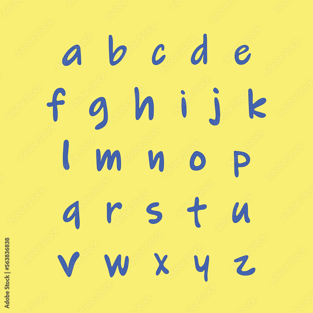 Hand draw alphabet with little letters. Vector illustration. Hand draw alphabet with little letters. Vector illustration.
