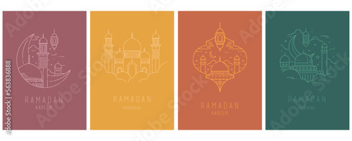 Ramadan Kareem. Islamic greeting card template with ramadan for wallpaper design. Poster, media banner.