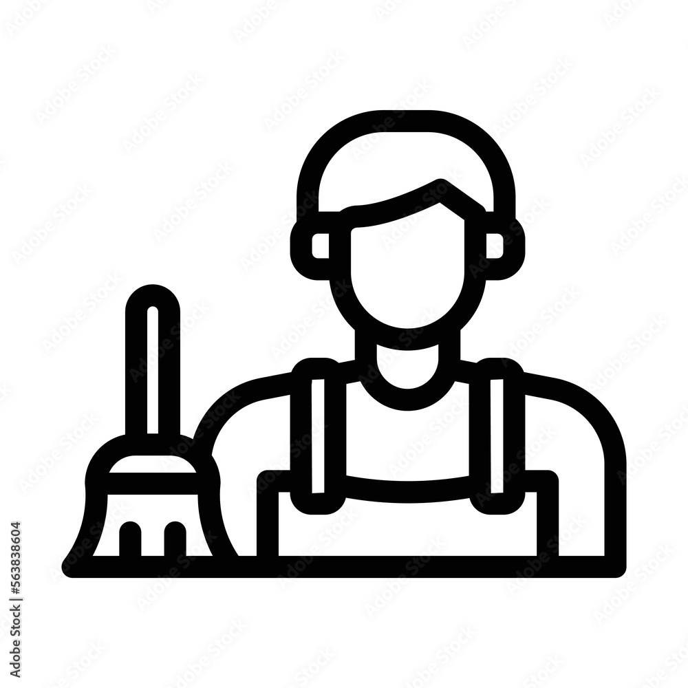 cleaning staff line icon illustration vector graphic cleaning staff line icon illustration vector graphic
