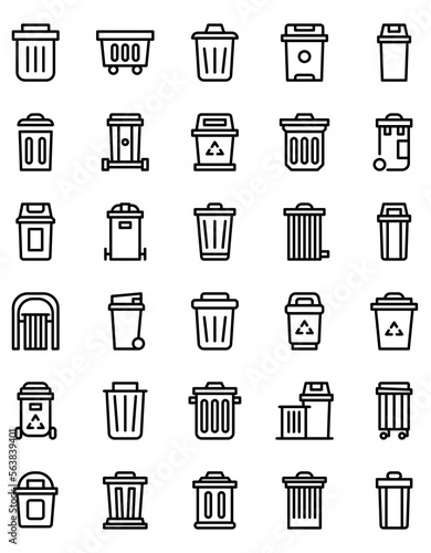 vector icon trash bin outline style. Pixel perfect. editable stroke