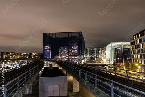 Fotografie Copenhagen, Denmark The elevated M1 Metro line in the DR-Byen district