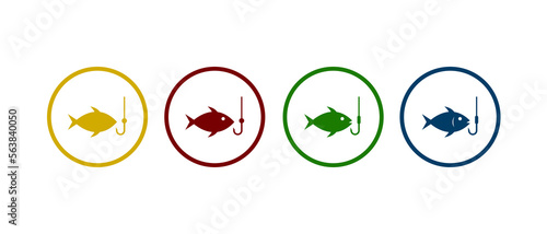 fishing icon vector illustration. fishing set in flat style concept.	