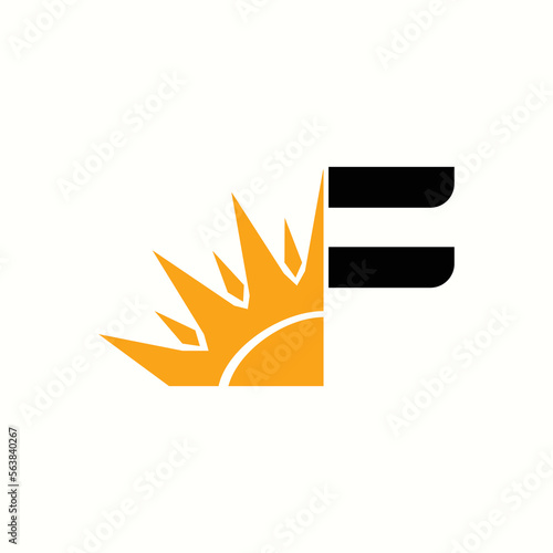 logo letter f with icon sun vector design	