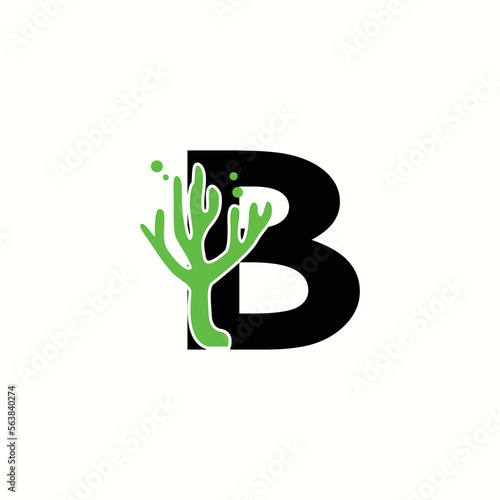 logo letter b with icon seaweed vector design	