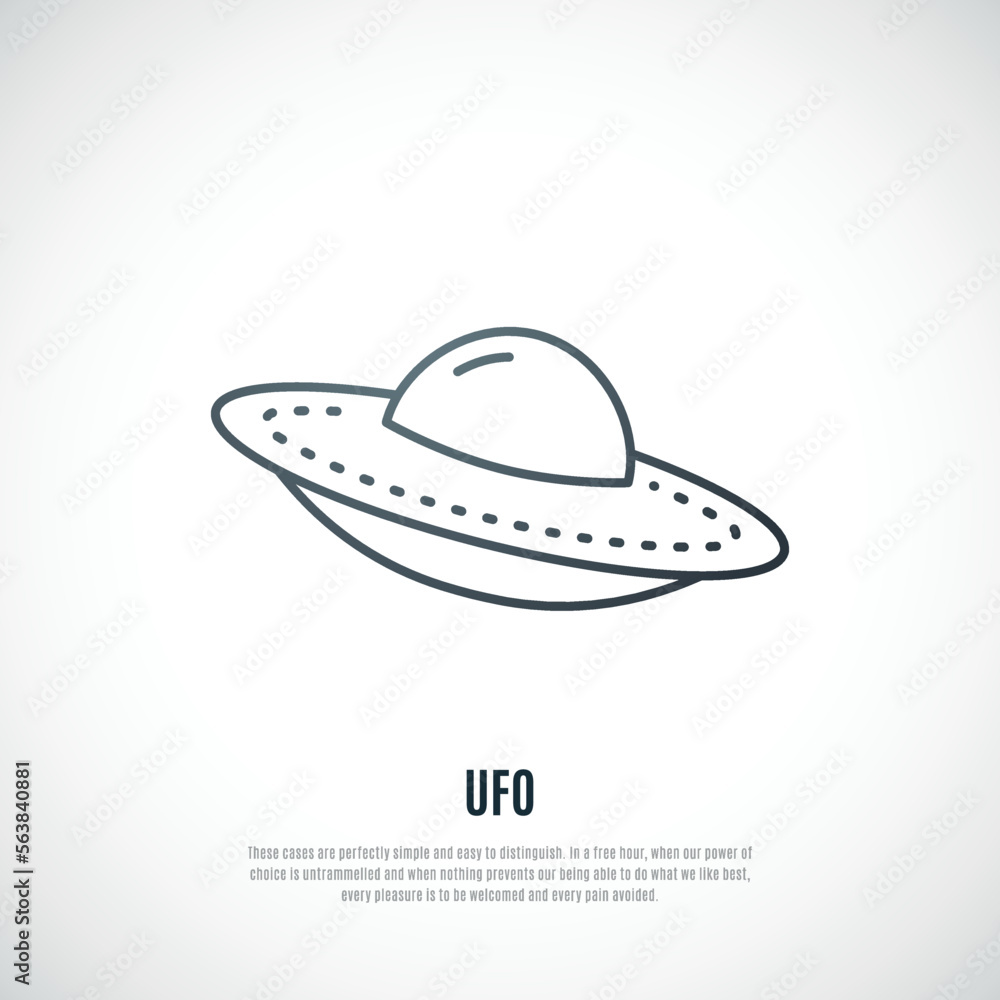 UFO Flying Saucer icon. Outline UFO Spaceship illustration isolated on white background. UFO Flying Saucer icon. Outline UFO Spaceship illustration isolated on white background.