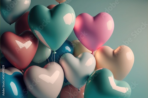 balloons in the shape of heart Valentines day wallpaper generative ai
