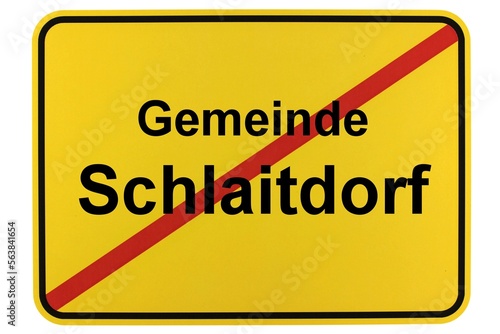 Illustration eines Ortsschildes der Gemeinde Schlaitdorf in Baden-Württemberg photo