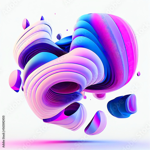 holographic pink and blue frosted molten plastic jelly shape generative ai illustration. Trendy iridescent abstract neon shape or vaporwave aesthetic surreal wavy marble pattern.