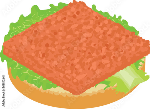 Fish sandwich icon isometric vector. Sandwich with fish cutlet and lettuce leaf. Food concept, snack, appetizer