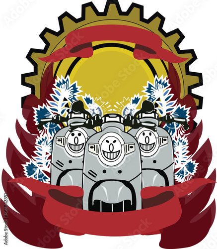 motorcycle club anniversary with hometown signature illustration