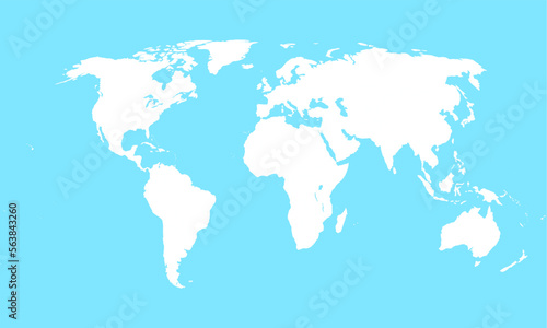 World Map in white with blue ocean background. Vector Illustration. Atlas.