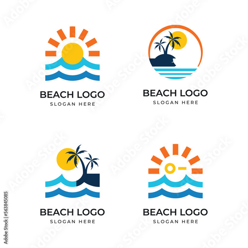 beach logo set of vector