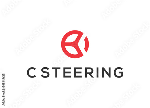 letter c with steering car logo design vector illustration