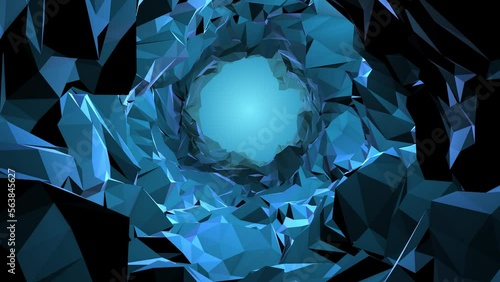 Rock Tunnel Low Poly Geometric Animation