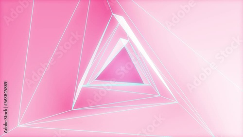 Pink triangle abstract corridor, Sci-fi geometric tunnel background