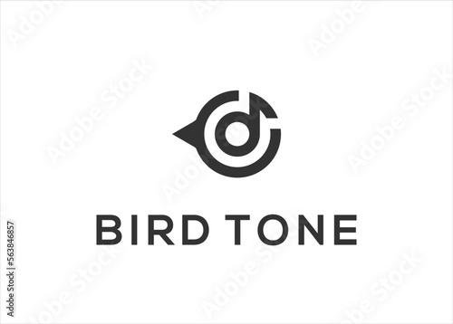 Creative bird logo tone music design vector icon illustration