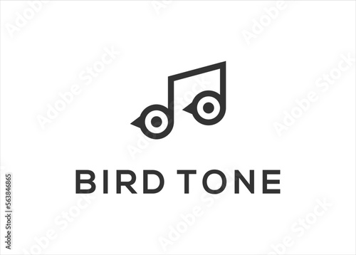 Creative bird logo tone music design vector icon illustration