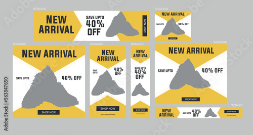 New Arrival Google Ads banner Design Template, Set Of Web Banners