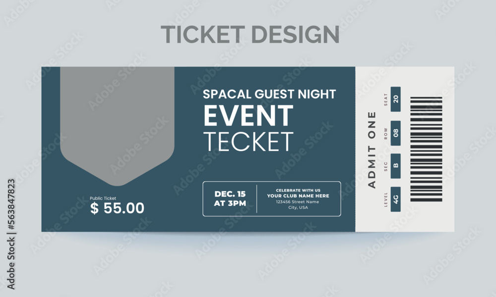 Vecteur Stock event ticket design template | Adobe Stock
