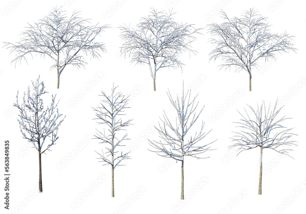 Fototapeta premium 3d render trees and mountains during winter