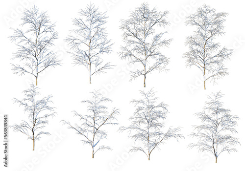 Fototapeta Naklejka Na Ścianę i Meble -  3d render trees and mountains during winter