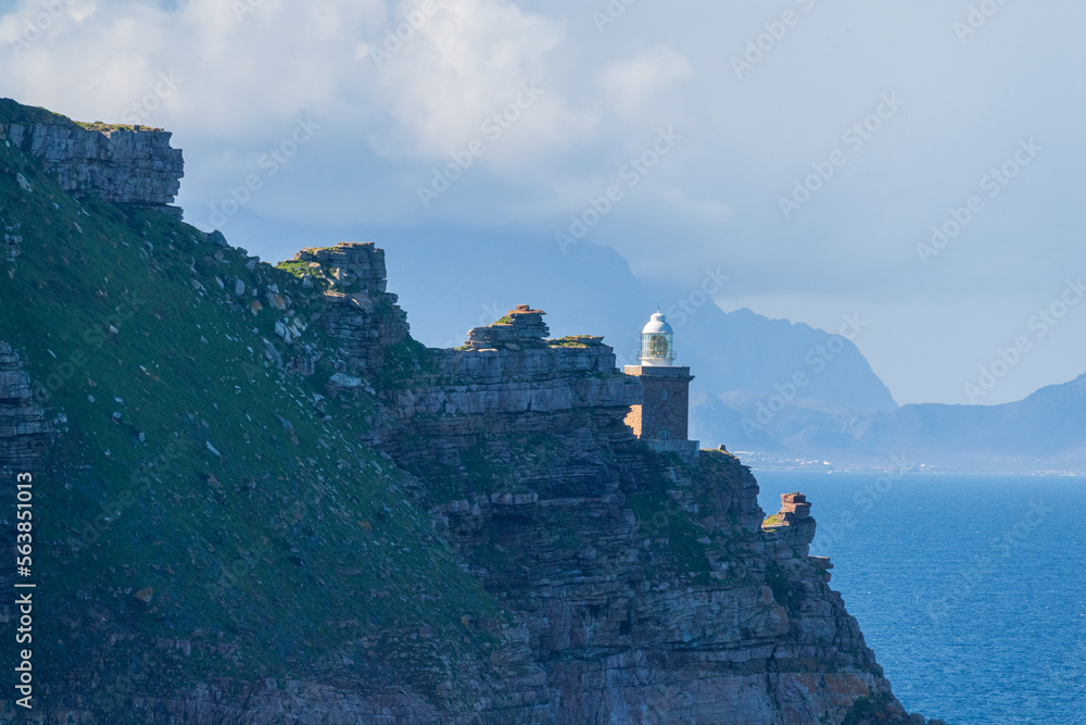 Close-up of the lighthouse at the cape of good hope, in south africa.