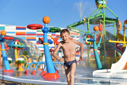 Happy child in the water park