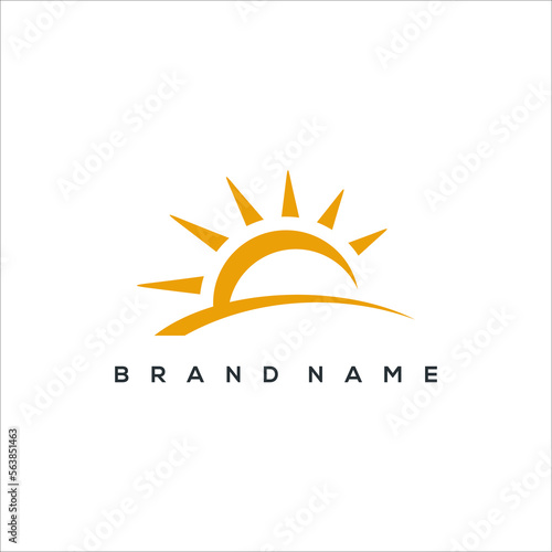 Sun and landscape logo vector