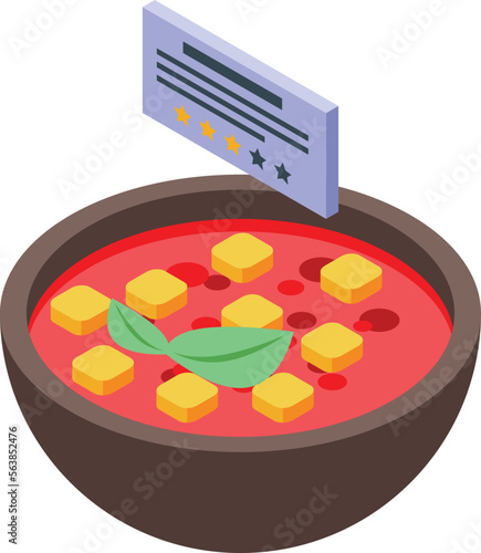 Red soup icon isometric vector. Cooking control. Chef eat