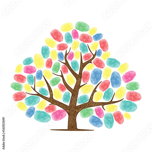 Abstract colourful fingerprints tree silhouettes