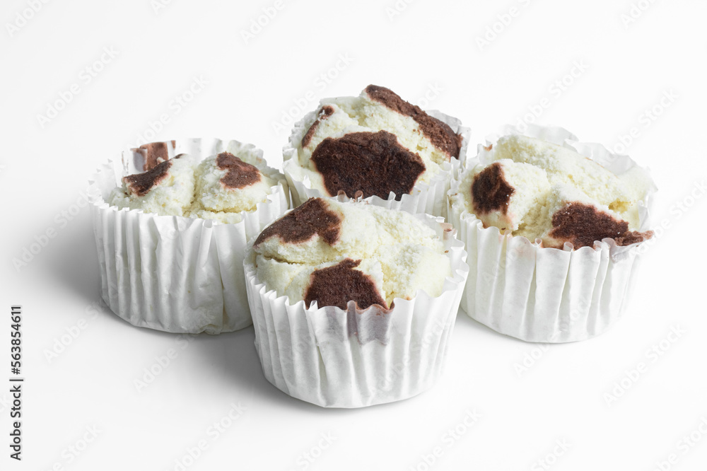 Thai Steamed Cupcake or cotton wool cupcake isolated on white background. Thai Steamed Cupcake or cotton wool cupcake isolated on white background.