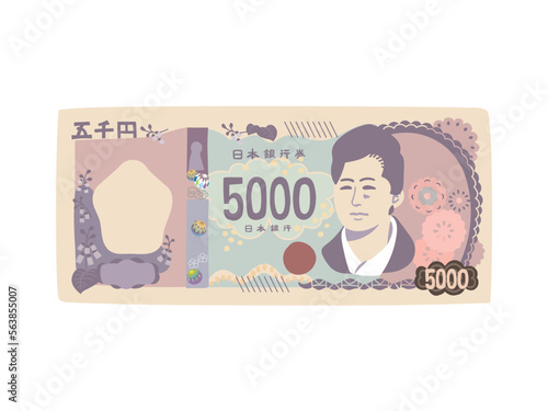 デフォルメの新五千円札のイラスト