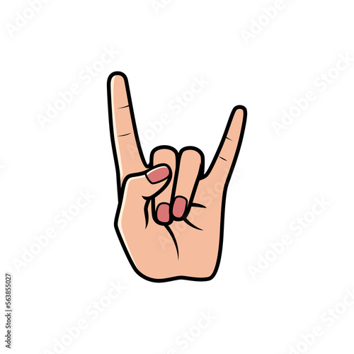 Horn Hand Sign, Isolated on a white background. Icon Vector Illustration.