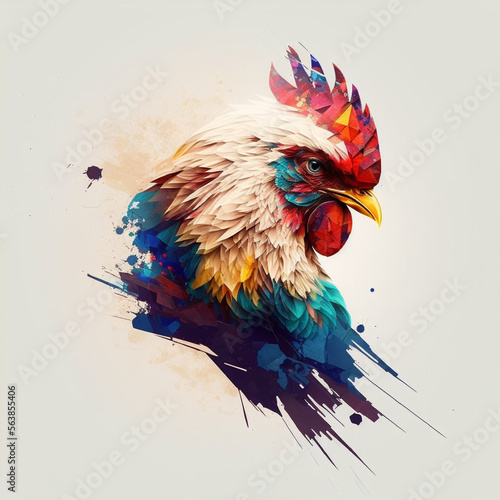 rooster on white background, zodiac animal set, Chinese zodiac, Astrological signs, abstract horoscope. Chinese new year animals, rooster by Generative AI