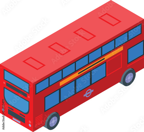 Red London bus icon isometric vector. Old city. Double transport фототапет