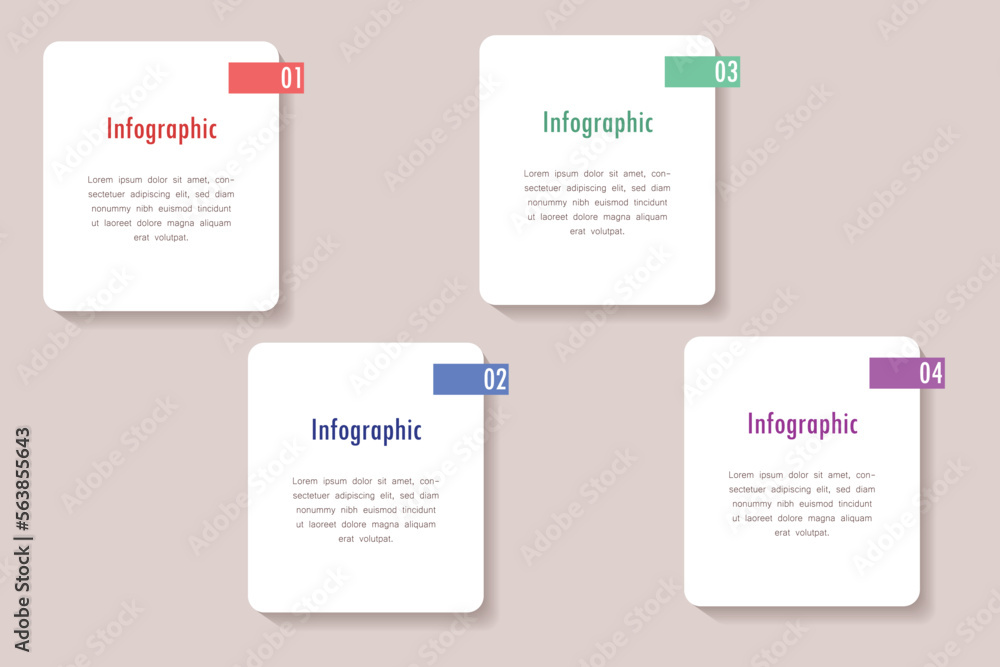 Minimal design template for infographics with paper note.  Vector and illustration for steps, business, presentation, process, banner, timeline, diagram.