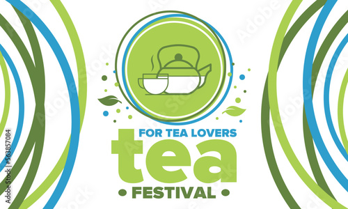 Tea Festival. For tea lovers. Event for professionals in the tea industry. Tea ceremony. Delicious leaf tea. Cafes and restaurants. Trainings for baristas from staff schools. Creative Illustration