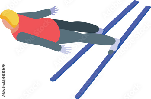 Big flying jumping icon isometric vector. Ski jump. Extreme active