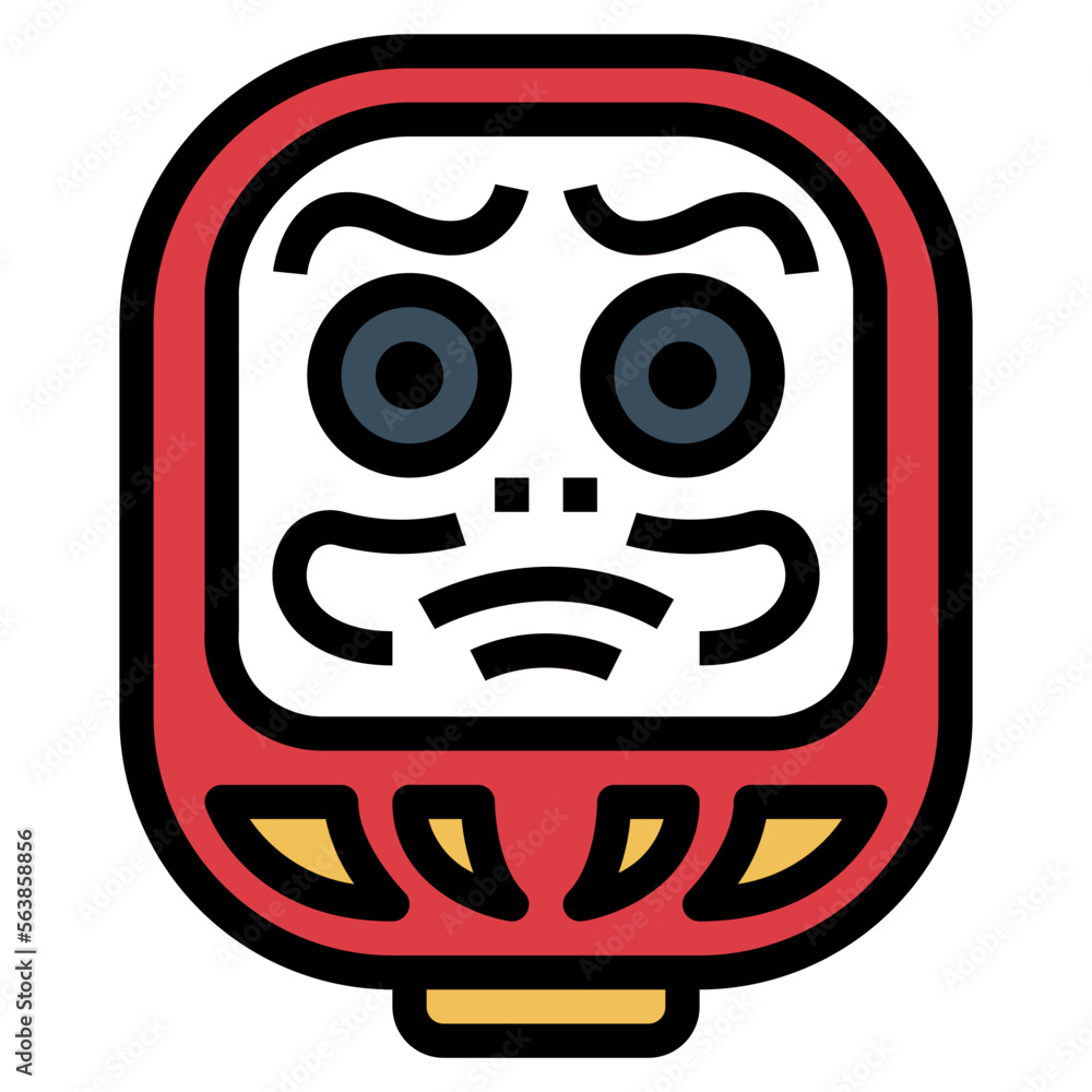 Fototapeta premium daruma filled outline icon style
