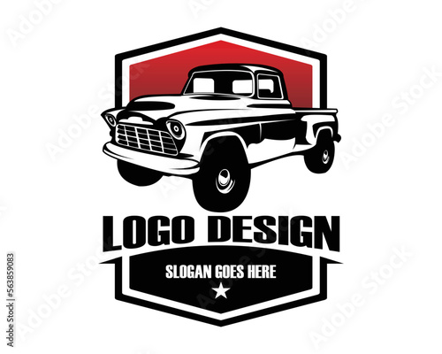 1950s chevy truck silhouette logo. vector perimium truck design. Best for emblem concept badges, industrial trucks.